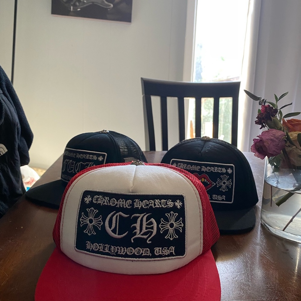 Chrome Hearts Red and Black Trucker Hat